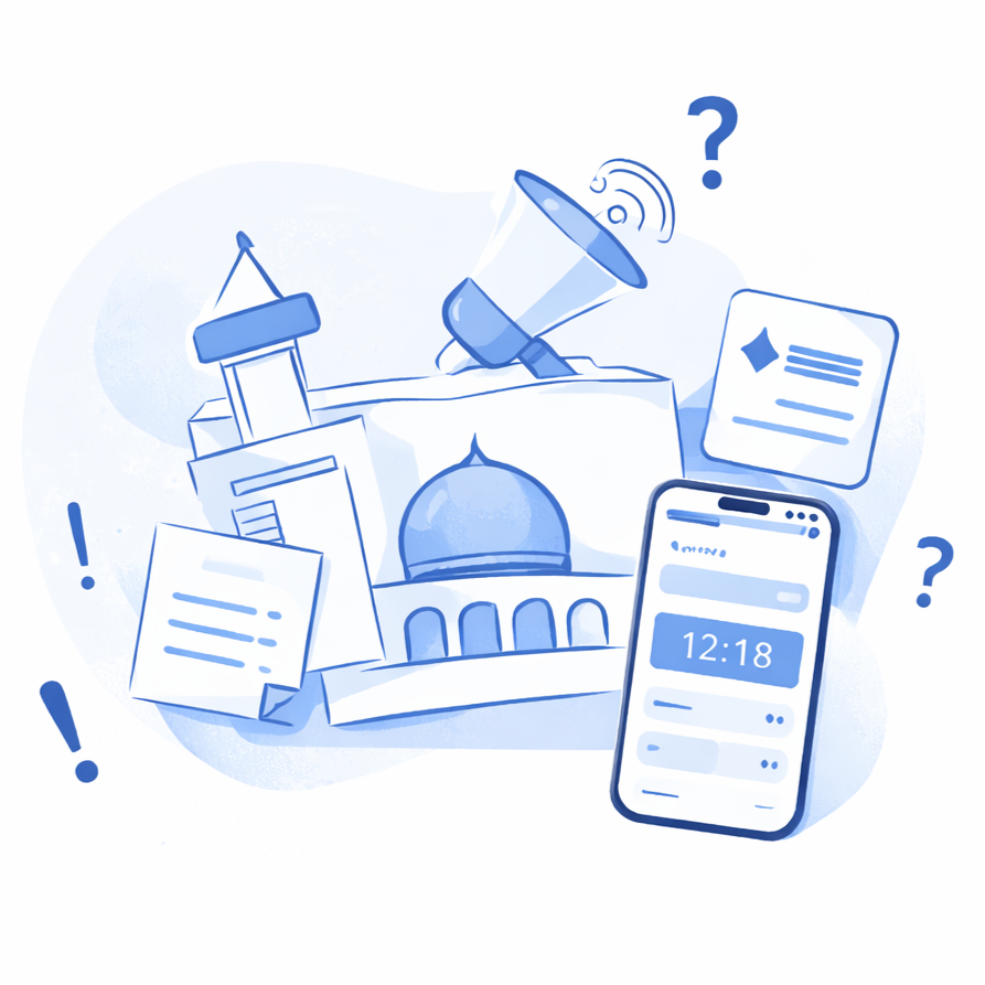 Illustration of mosque communication challenges